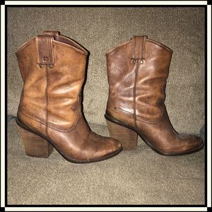 Lucky Brand Elle Brown Leather Cowboy Boots 7.5